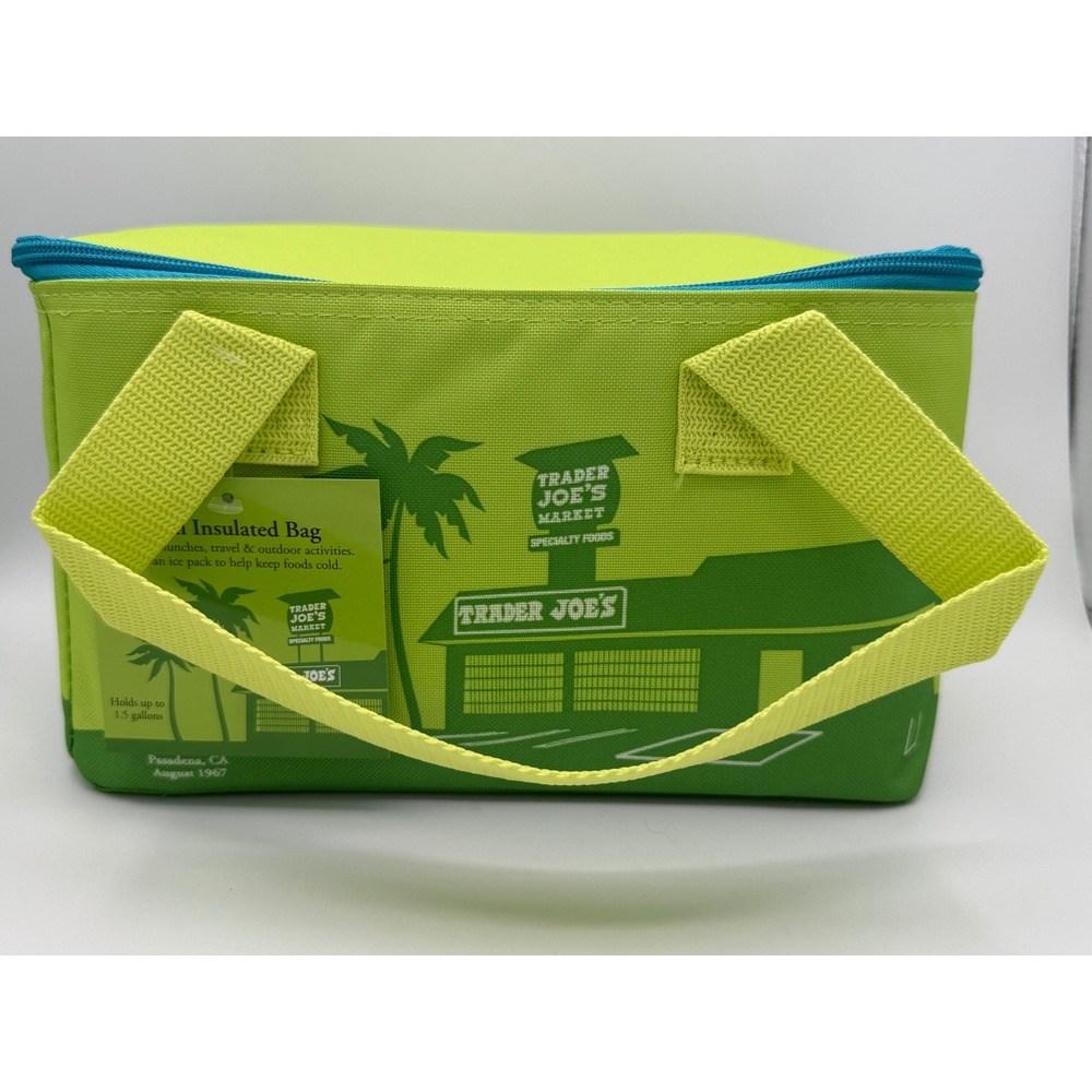 Trader Joe's Mini Insulated Bag Green Teal NWT 1.5 Gallon Pasadena